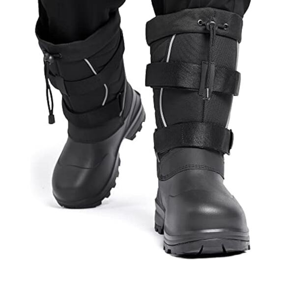 Mens Winter Mid-Calf Snow Boot Fur Warm Waterproof Slip On Outdoor Athletic - Picture 1 of 8